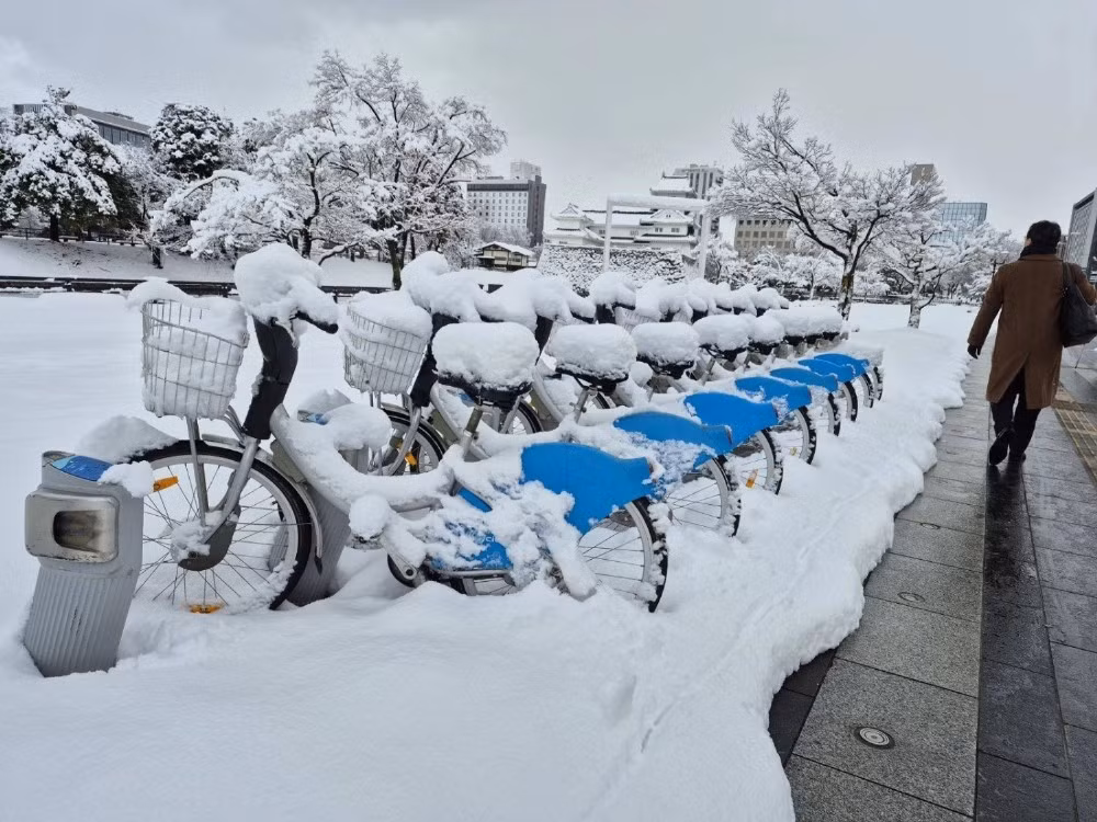 “Do dự báo sẽ có thêm tuyết rơi dày vào cuối tuần, tôi yêu cầu tất cả Bộ trưởng thực hiện mọi biện pháp có thể để ngăn ngừa thiệt hại và cung cấp mọi sự hỗ trợ cần thiết”, Thủ tướng Nhật Bản nói thêm. Ảnh chụp tại thành phố Toyama ngày 25/1. Ảnh: Maya Watanabe/JT.