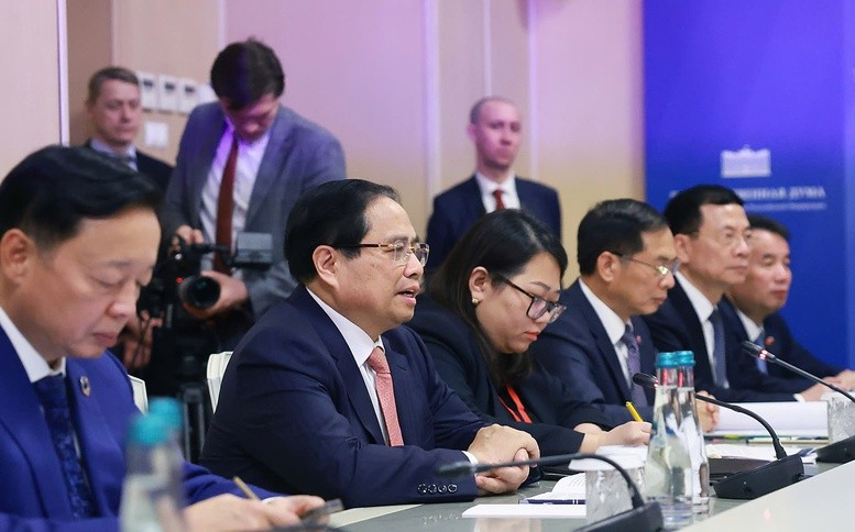 Thủ tướng Chính phủ Phạm Minh Chính thống nhất một số định hướng lớn để định vị lại và nâng tầm toàn diện hợp tác Việt Nam - Nga - Ảnh: VGP/Nhật Bắc