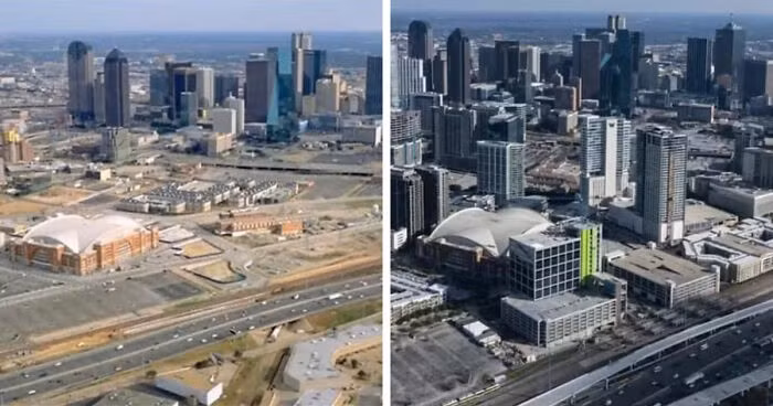 Sự khác biệt sau hai mươi năm ở Dallas, Texas, Mỹ (2001 và 2021).