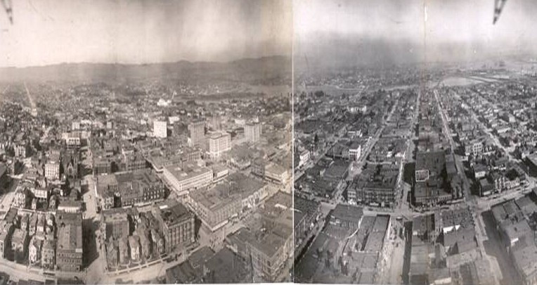 Thành phố Oakland, California, nhìn từ trên cao năm 1909.