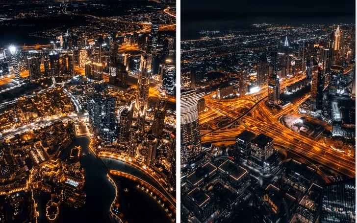 Quang cảnh về đêm ở Dubai thực sự rất ấn tượng.