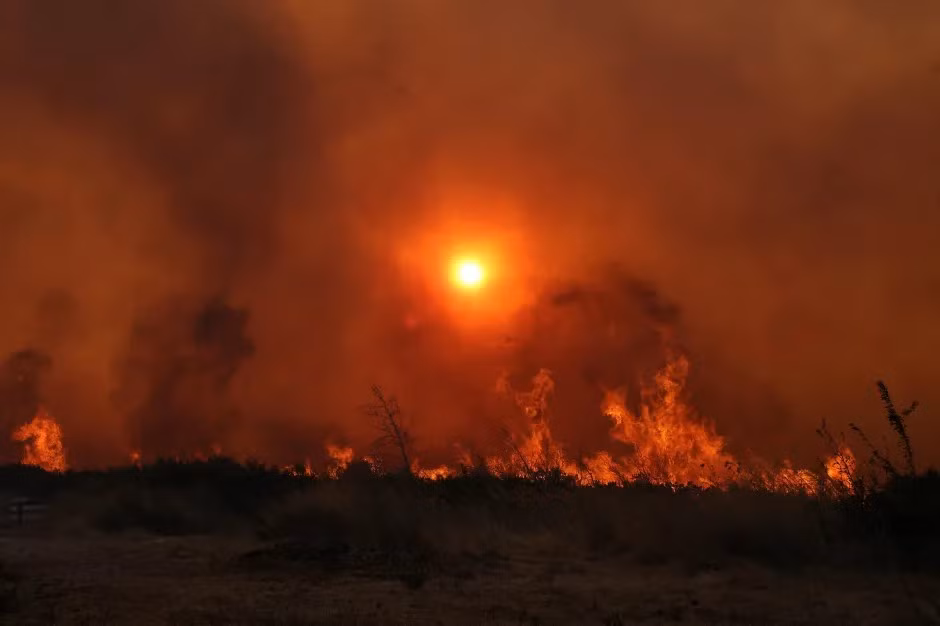 Nhiệt độ lên tới 44 độ C, kết hợp với điều kiện khô hạn và gió mạnh, khiến các đám cháy rừng lan rộng. Ảnh: Getty.