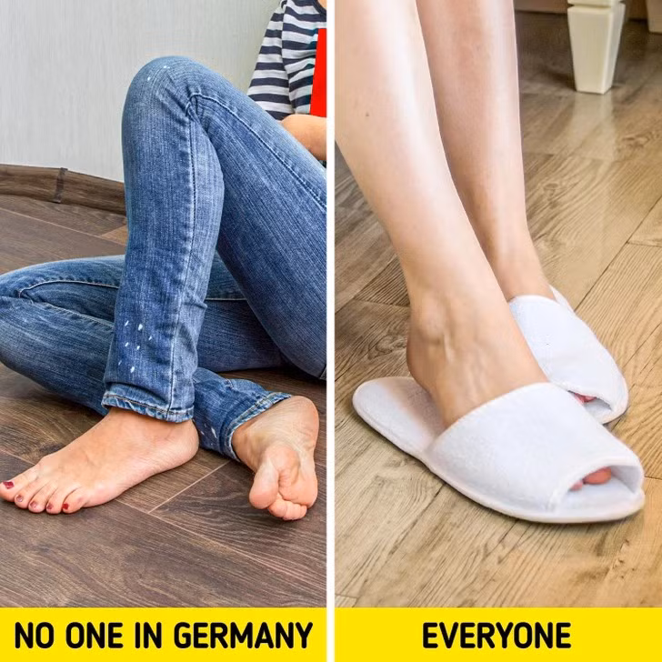 Theo Bright Side, bất kể nhiệt độ bên ngoài là bao nhiêu, người Đức luôn đi giày dép khi ở nhà. Nguyên nhân là bởi sàn nhà bên trong thường rất lạnh. (Nguồn ảnh: BS)