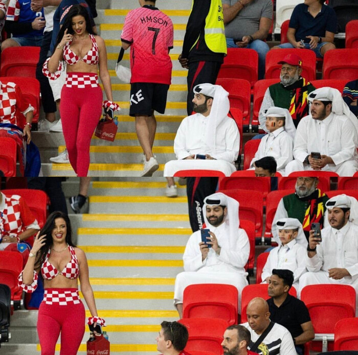 Sau hai trận gây tranh cãi, Ivana Knoll xuất hiện với hình ảnh mặc bikini ở trận Croatia gặp Bỉ. Ảnh: instagram Ivana Knoll