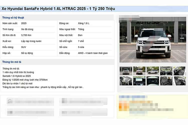Thực tế, để chiếc Hyundai SantaFe Hybrid 2025 thế hệ mới lăn bánh tại Việt Nam, người mua ban đầu không chỉ trả mức giá niêm yết mà còn phải cộng thêm nhiều loại chi phí khác như phụ kiện hay gói dịch vụ, bảo hiểm...