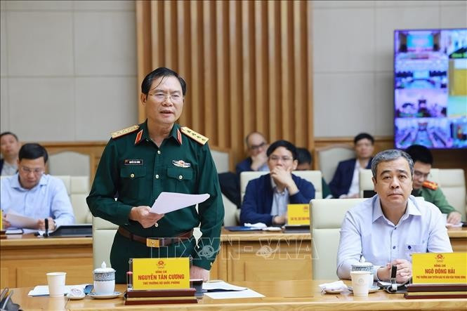 Đại tướng Nguyễn Tân Cương, Tổng Tham mưu trưởng QĐND Việt Nam, Thứ trưởng Bộ Quốc phòng phát biểu. Ảnh: Dương Giang/TTXVN