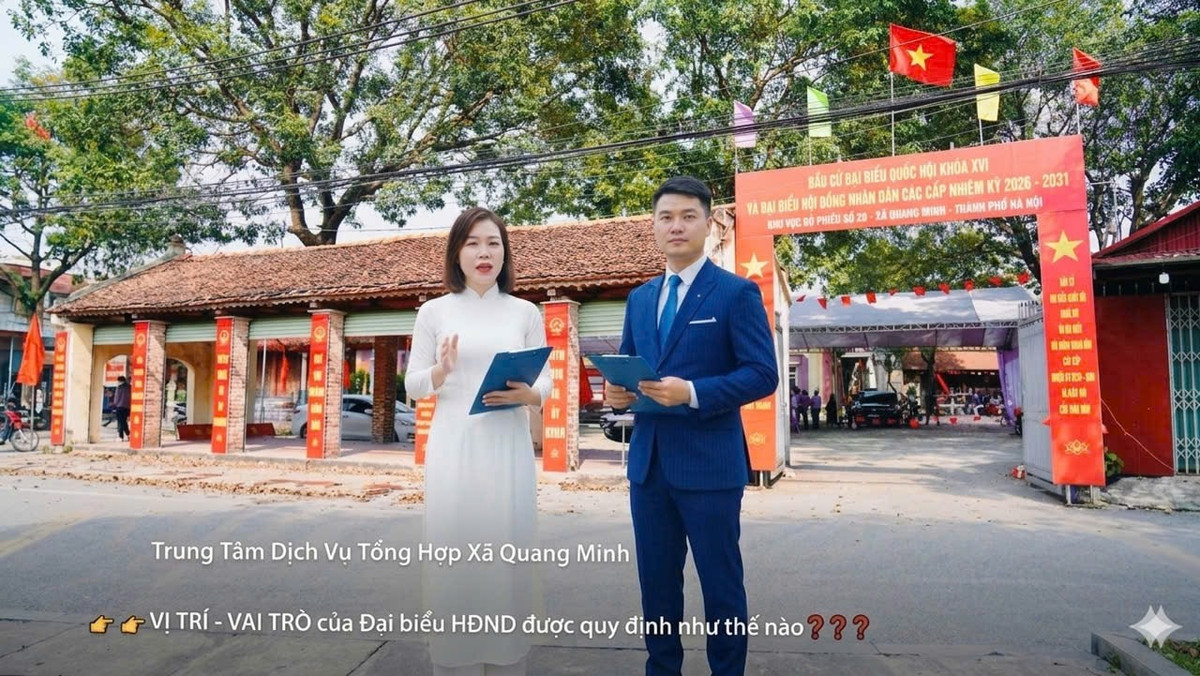 Xã Quang Minh tăng cường ứng dụng AI vào tuyên truyền bầu cử. Ảnh: Nhật Mạnh