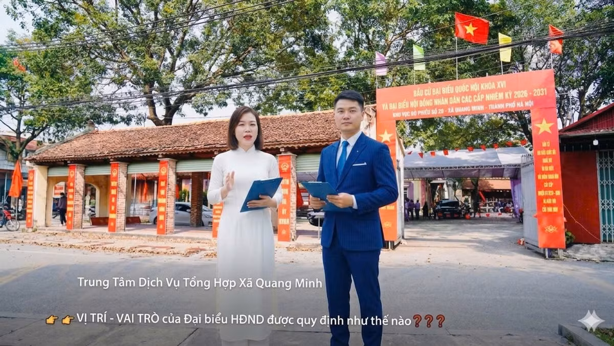 Xã Quang Minh tăng cường ứng dụng AI vào tuyên truyền bầu cử. Ảnh: Nhật Mạnh