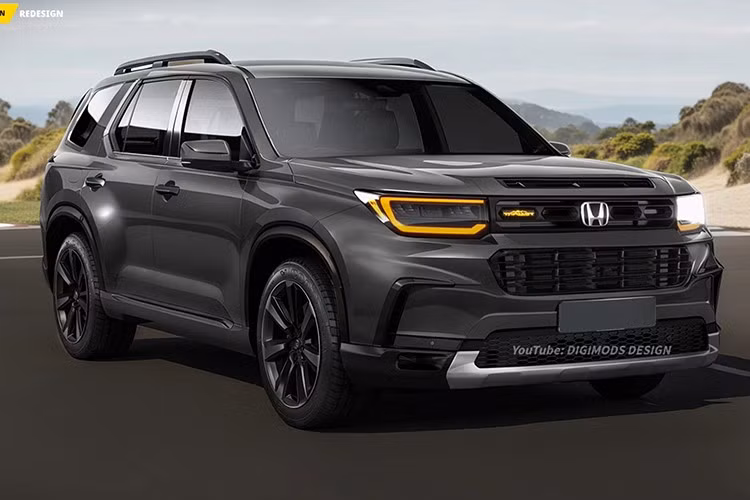 Các bản dựng mới nhất của AUTOYA. INFO cho thấy Honda Pilot 2026 sẽ có cụm đèn pha mảnh mai, lưới tản nhiệt tổ ong ba chiều nổi bật hơn, hốc hút gió dưới tái thiết kế, mâm xe mới và nhiều tùy chọn màu ngoại thất hơn.