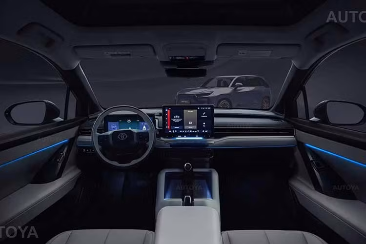 Hình ảnh cho thấy một thiết kế hiện đại, mang ngôn ngữ tương lai đặc trưng của dòng xe bZ, kết hợp cùng sự thực dụng và không gian rộng rãi vốn là điểm mạnh của Highlander.