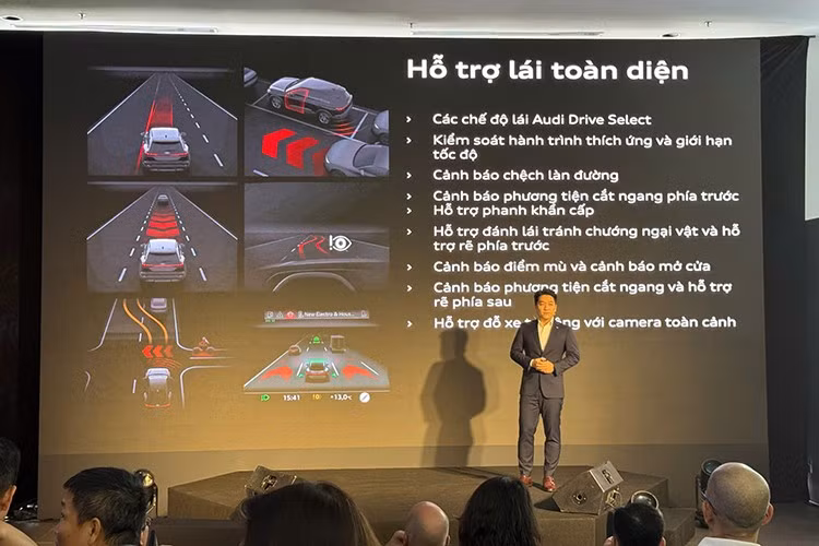 Động cơ Q6 e-tron có công suất lớn nhất (khi Launch Control) là khoảng 322 mã lực, 500 Nm. Xe tăng tốc 0-100 km/h trong 6,6 giây. Pin xe có dung lượng 94,9 kW, cho tầm vận hành 583 km/sạc với bộ mâm 20 inch như tại thị trường Việt Nam. Thời gian sạc nhanh 10-80% trong 22 phút.