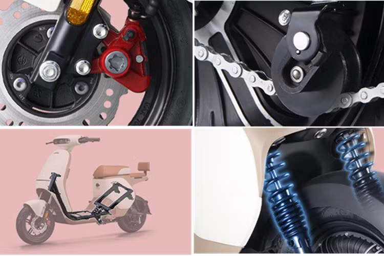 Xe vẫn được tích hợp bàn đạp và hệ thống truyền động bằng xích, cho phép người dùng có thể đạp như xe đạp thông thường trong trường hợp hết pin.