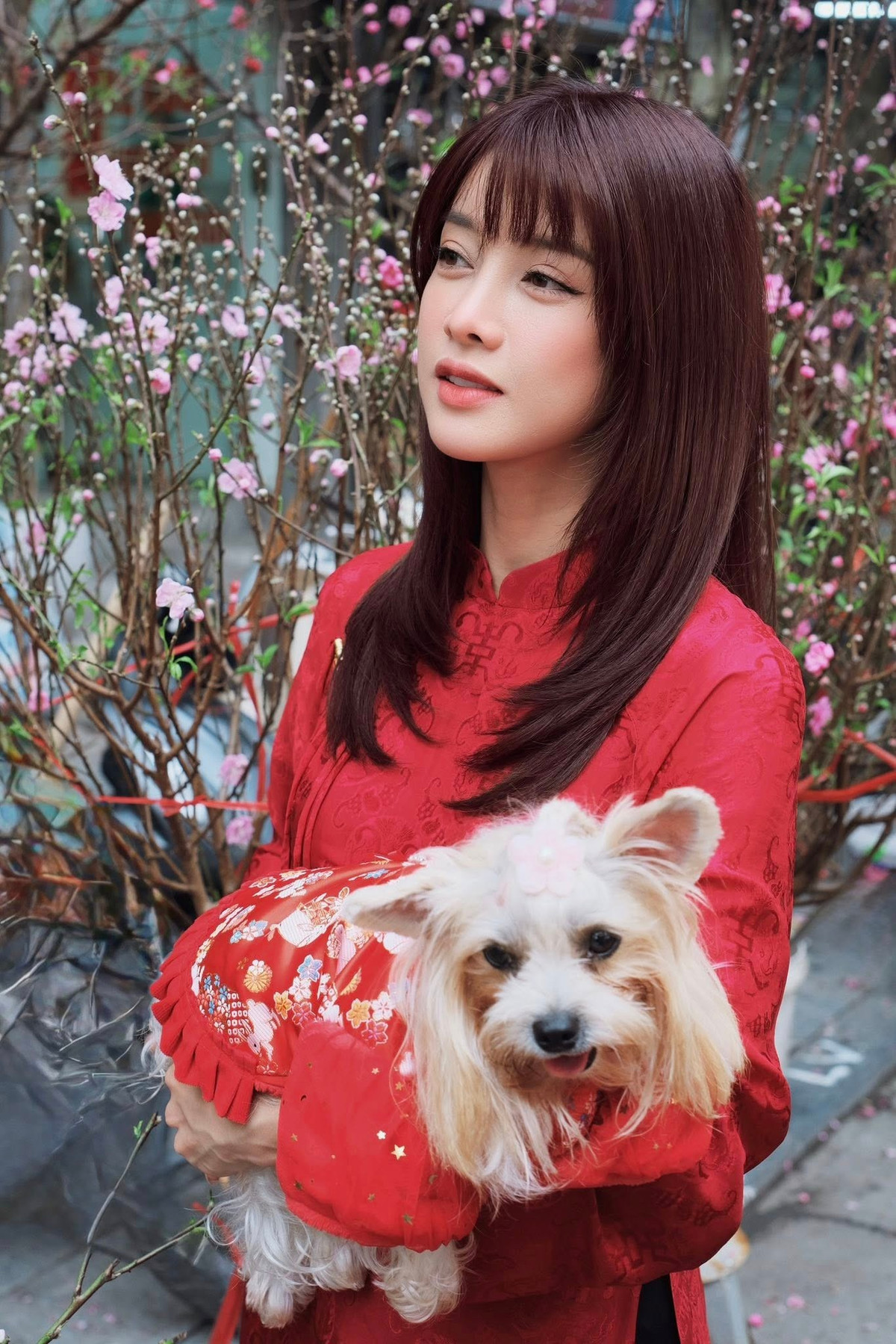 Điều đáng chú ý là Trình Mỹ Duyên không xây dựng hình ảnh theo hướng phô trương hay gây sốc. Thay vào đó, cô lựa chọn những khoảnh khắc rất đời: đi hội, dạo chợ, hòa vào dòng người. Chính sự mộc mạc này giúp hình ảnh của cô dễ chạm đến cảm xúc người xem, đặc biệt là những ai từng có ký ức về mùa hội xuân quê nhà.