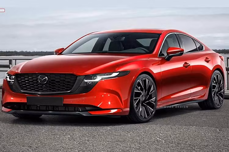 Bản phác họa do nghệ sĩ thiết kế Digimods Design thực hiện, hé lộ một diện mạo đầy thể thao và tinh tế cho Mazda6 2026. Xe được thiết kế với phần đầu nổi bật nhờ lưới tản nhiệt lớn đặc trưng, cụm đèn pha thanh mảnh tích hợp đèn định vị LED, cản trước thể thao và nắp ca-pô dập nổi mạnh mẽ.