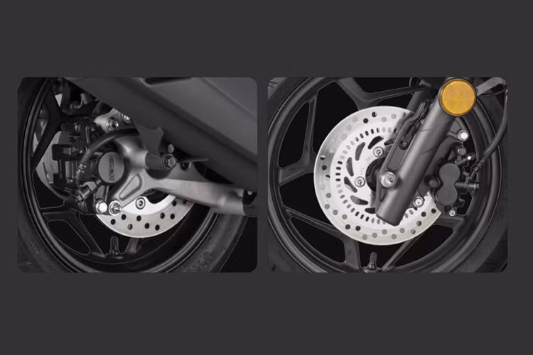 NWT150 mới được trang bị tiêu chuẩn phanh đĩa ở cả phía trước và sau. Không những vậy, trong khi Honda Air Blade và Vario chỉ được tích hợp ABS trên bánh trước, thì NWT150 mới lại sở hữu hệ thống chống bó cứng phanh ABS 2 kênh cùng với hệ thống kiểm soát lực kéo TCS, giúp người dùng tự tin hơn khi điều khiển xe trên đường.