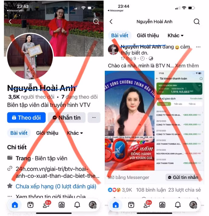 Hoài Anh cho biết những ngày qua, cô nhận được rất nhiều tin nhắn từ bạn bè, đồng nghiệp cảnh báo về các trang giả mạo này.