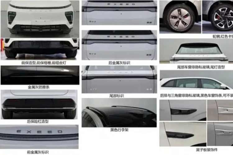 Phần đầu xe được tối giản với dải đèn định vị ban ngày kéo dài toàn chiều ngang, kết hợp cụm đèn chiếu sáng tách đôi đặt dọc hai bên. Thiết kế này đang trở thành xu hướng phổ biến trong nhóm SUV điện của các hãng xe Trung Quốc. Ở phía sau, EX7 có cụm đèn hậu dạng thanh LED kéo dài ngang đuôi xe. Cản sau mang phong cách crossover, tạo cảm giác thân xe cao và chắc chắn.