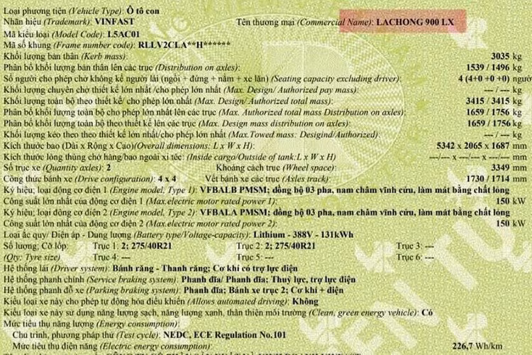 Ngoài ra, xe SUV điện VinFast Lạc Hồng 900 LX còn có lốp run-flat có thể chạy tiếp ngay cả khi bị bắn thủng. Hệ thống pin điện được bảo vệ đặc biệt, hạn chế cháy nổ khi va chạm hoặc bị tấn công.
