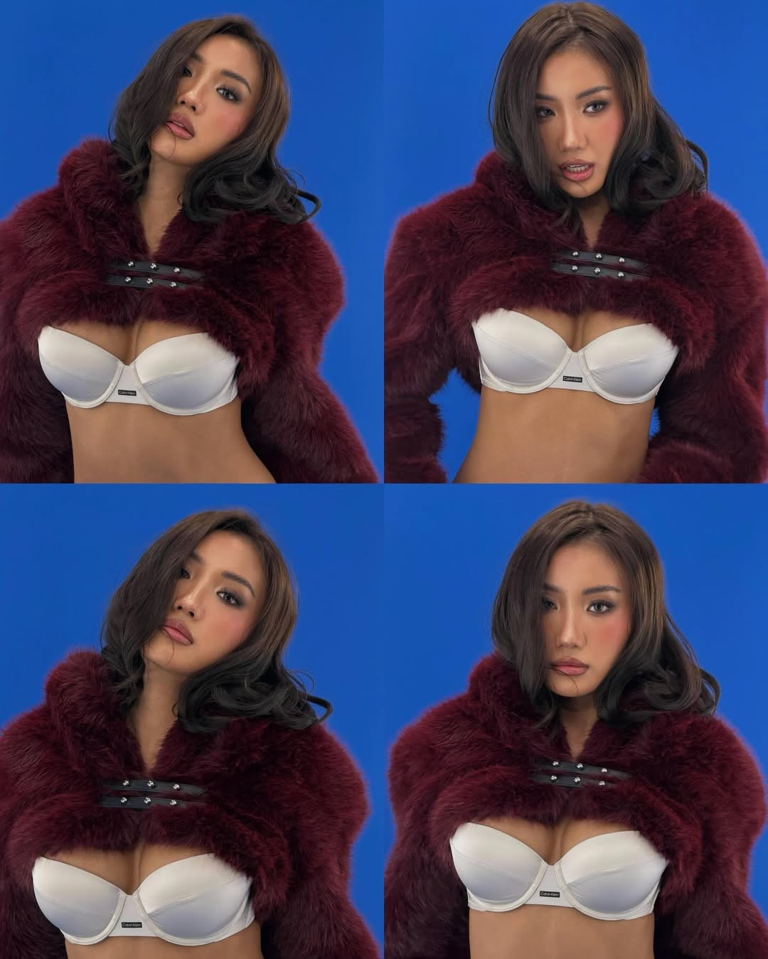 Trong loạt ảnh, Khánh Huyền gây ấn tượng với mái tóc uốn nhẹ, lớp trang điểm sắc sảo, làn da mịn màng cùng ánh nhìn cuốn hút trước ống kính.