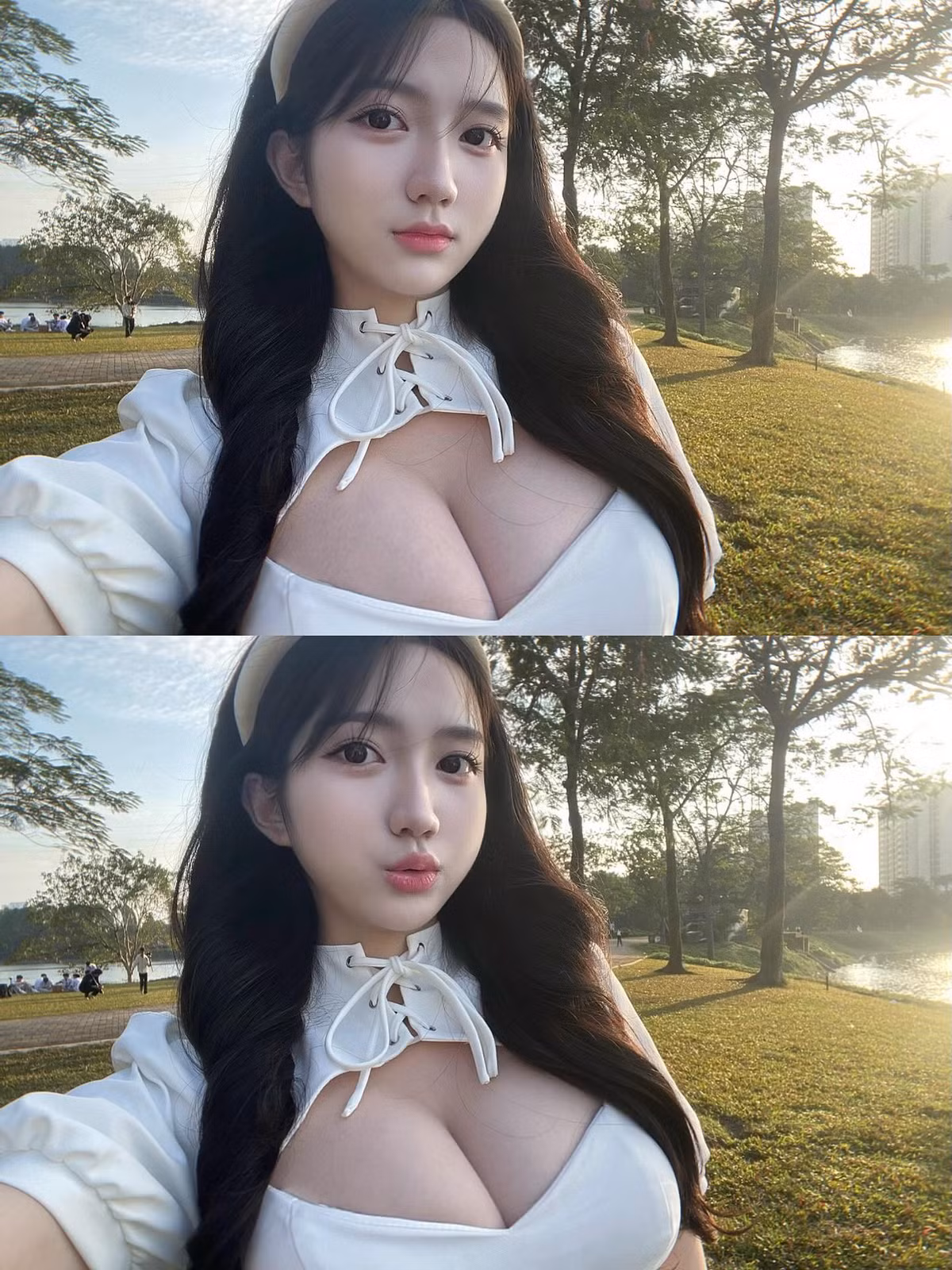 Bên cạnh đó, nhiều người dành lời khen cho gu thẩm mỹ tinh tế khi lựa chọn áo dài màu sắc nhẹ nhàng, không quá phô trương nhưng lại vô cùng cuốn hút.