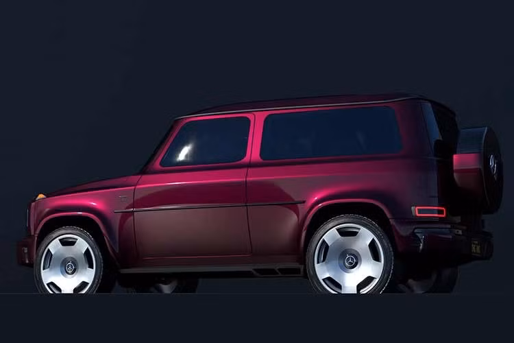 Phiên bản được dựng theo kiểu thân xe ba cửa, tạo cảm giác nhỏ gọn và mạnh mẽ. Thiết kế tổng thể vẫn duy trì cấu trúc vuông vức – nét đặc trưng làm nên thương hiệu của G-Wagen – nhưng được nhấn nhá bằng các chi tiết hiện đại như cụm đèn LED mảnh, đường nét tối giản và tỷ lệ cân đối hơn.