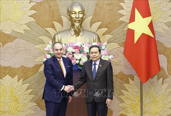 Chủ tịch Quốc hội Trần Thanh Mẫn tiếp Phó Chủ tịch thứ nhất Quốc hội Hy Lạp Ioannis Plakiotakis. Ảnh: Doãn Tấn/TTXVN