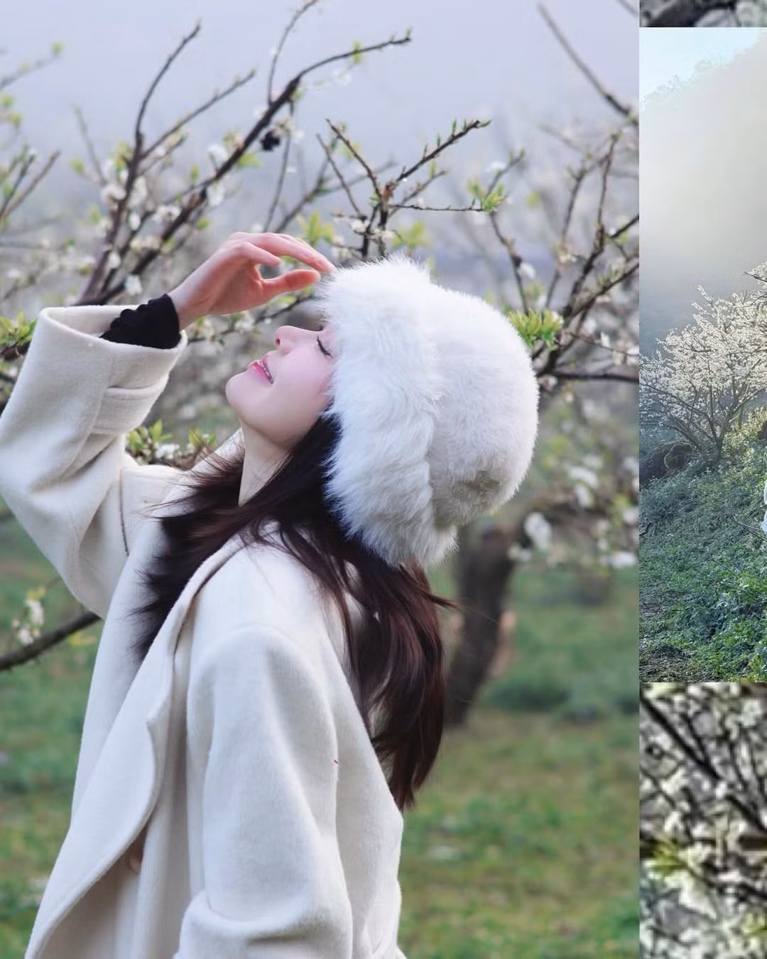 Việc lựa chọn vườn hoa mận làm bối cảnh giúp bộ ảnh của Đỗ Yên Đan mang đậm dấu ấn thiên nhiên Tây Bắc, khác biệt so với những concept chụp hình quen thuộc ở đô thị.