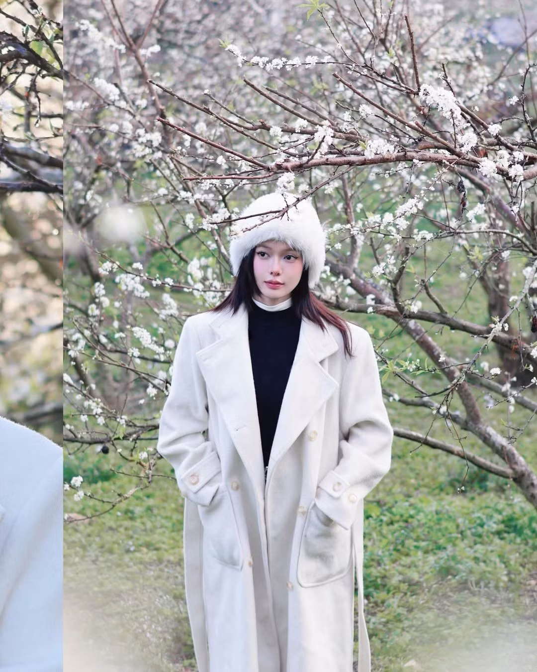 Mái tóc để thẳng, buông nhẹ hoặc khẽ bay theo gió càng làm tăng thêm nét dịu dàng, nữ tính. Tổng thể hình ảnh gợi cảm giác gần gũi, đúng tinh thần “đi trốn” giữa thiên nhiên mà nhiều bạn trẻ yêu thích.