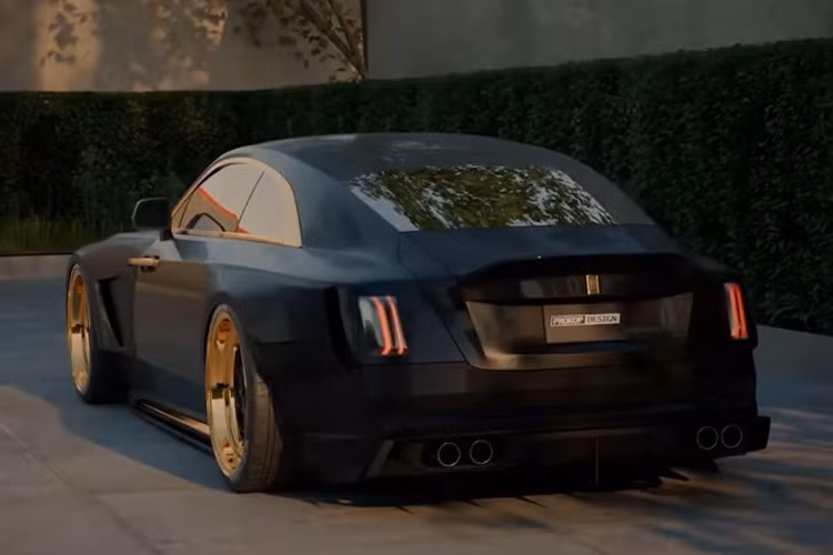 Xe được hoàn thiện với màu đen bóng và điểm xuyết nhiều chi tiết mạ vàng tạo sự tương phản. Bộ vành xe mới với vành rộng cũng mang đến vẻ ngoài tương tự, và gầm xe rất sát mặt đất.