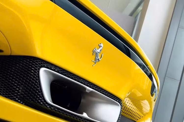 Nước sơn màu vàng của xe có tên gọi Gialo Modena. Đây vốn là màu sơn ít xuất hiện trên những chiếc Ferrari tại Việt Nam, bởi phần lớn đại gia Việt đều ưa thích màu đỏ Rosso Corsa đặc trưng của hãng xe Italy.