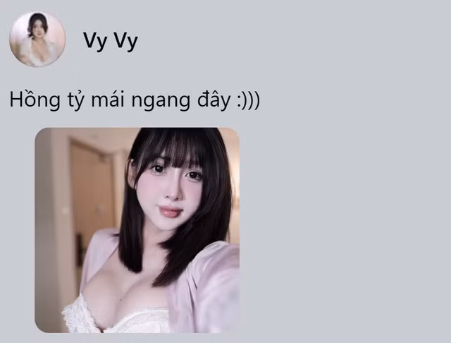 Bắt trend từ khóa "Hồng tỷ" cùng "bộ nhận diện" mái ngang đặc trưng, một nàng hot girl Việt "lầy lội" đăng ảnh của bản thân cùng dòng chú thích tự nhận là: "Hồng tỷ mái ngang đây".