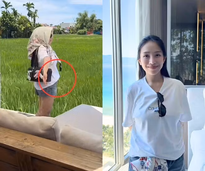 Trong clip, "ái nữ đại gia Minh Nhựa" xuất hiện rạng rỡ với phong cách giản dị nhưng sang trọng. Cô nhẹ nhàng hôn tạm biệt 4 nhóc tỳ đang say giấc rồi cùng ông xã Tâm Nguyễn đến sân bay.