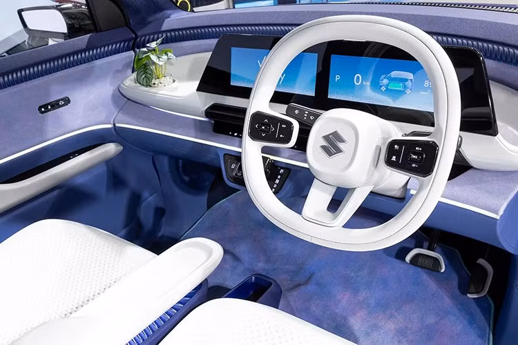 Xe được trưng bày trong triển lãm sở hữu ngoại thất hai tông màu với nóc sơn trắng tương phản và các cột sơn đen. Hốc bánh phồng nhẹ, chứa bộ mâm khí động lực học, và đèn hậu hình chữ "C", tạo sự tương đồng với đèn trước, cũng xuất hiện trên mẫu xe concept này. Theo công bố của Suzuki, Vision e-Sky sở hữu kích thước dài x rộng x cao lần lượt 3.395 x 1.475 x 1.625 mm.