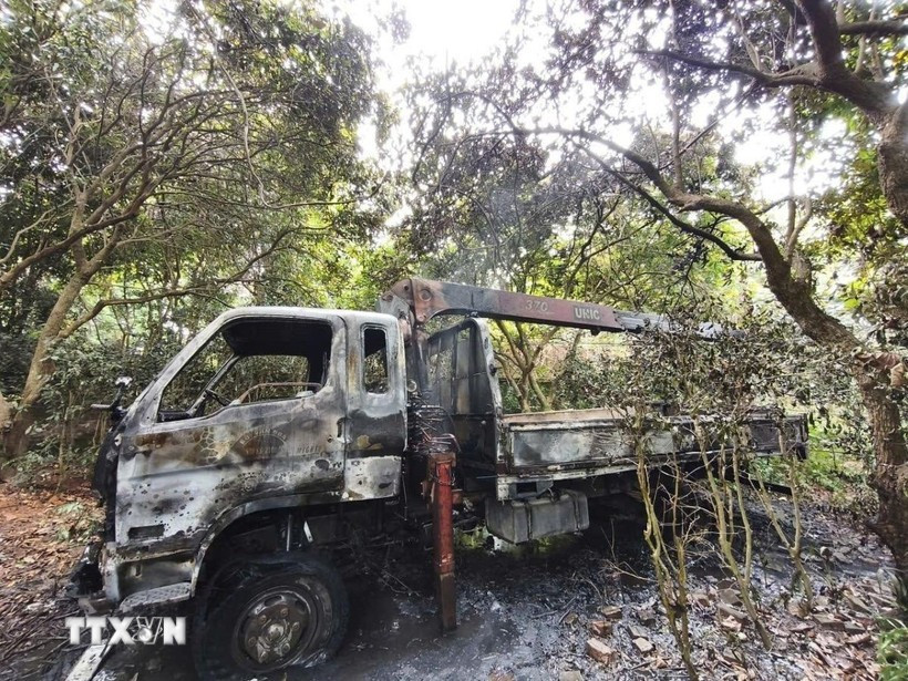 Hiện trường vụ tai nạn. (Ảnh: TTXVN phát)