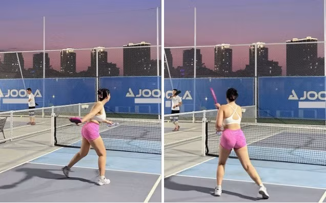 Bộ đồ mà cô mặc không phù hợp với thân hình, đặc biệt là khi chơi thể thao ngoài trời, phải chạy nhảy và di chuyện nhiều sẽ không tránh khỏi những lúc hớ hênh.