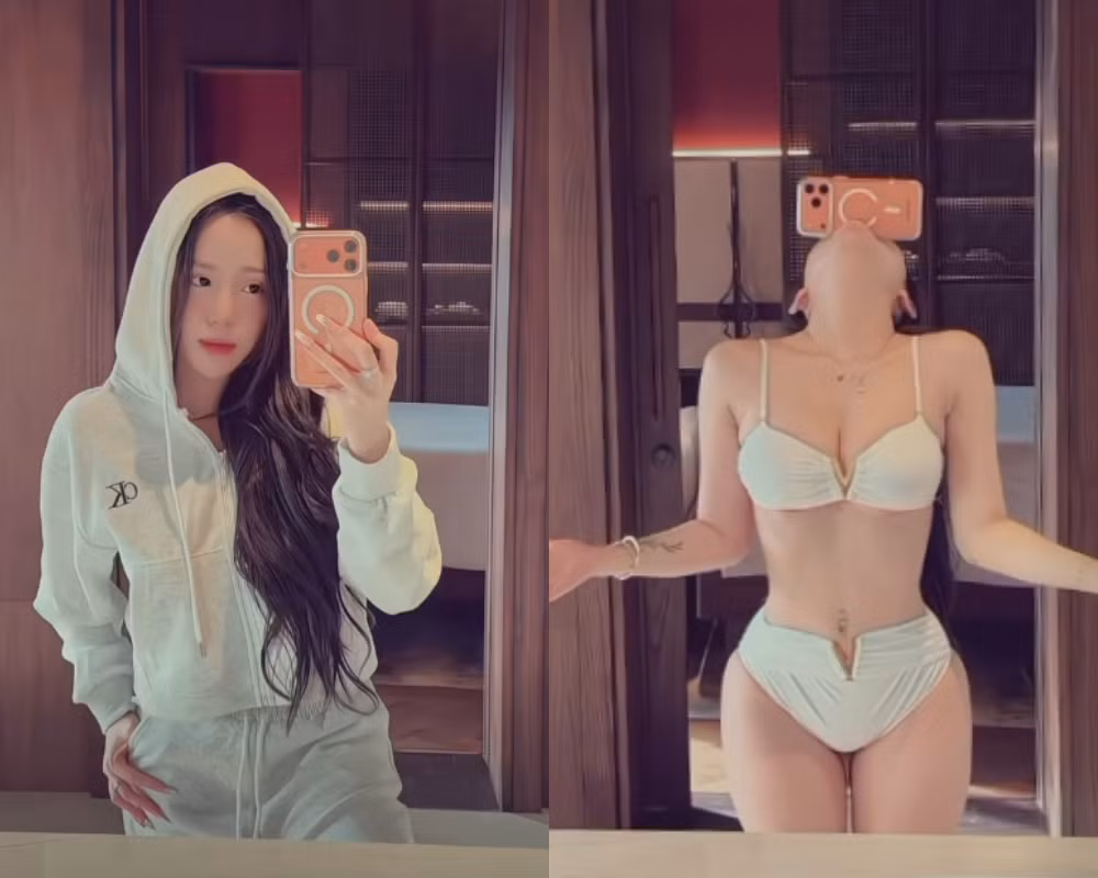 Trong đoạn đầu, hot girl xuất hiện trong outfit kín đáo: áo hoodie sáng màu, quần thể thao thoải mái, phong cách cực đời thường và có phần hiền lành. Những tưởng clip chỉ là một màn check-in nhẹ nhàng như bao video khác, chỉ sau một nhịp nhạc, cảnh chuyển lập tức khiến người xem… giật mình.