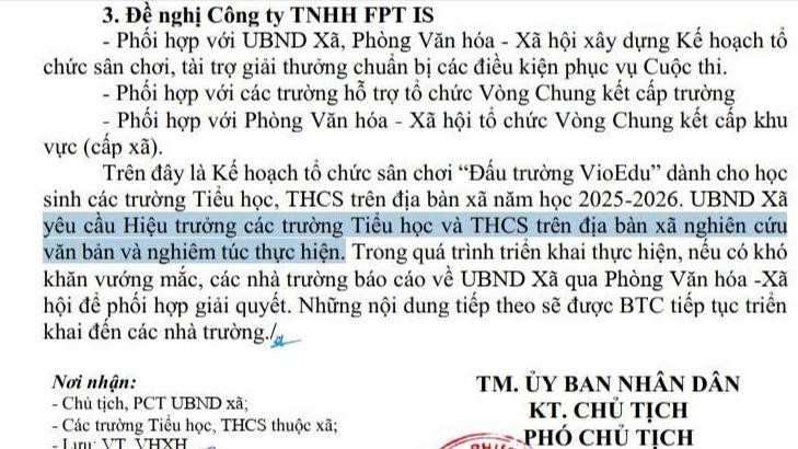 Nhiều địa phương còn ban hành cả công văn chỉ đạo nhà trường thực hiện như một "mệnh lệnh hành chính", buộc giáo viên phải làm theo.