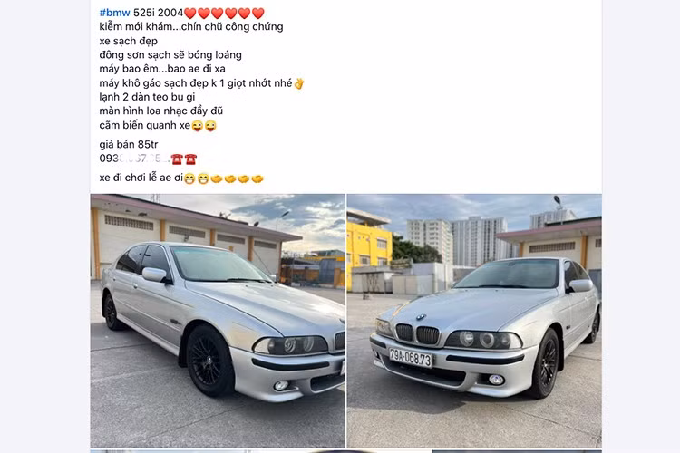 Theo thông tin từ người rao bán, chiếc BMW 525i 2024 này hiện chính chủ công chứng. Thân xe đã được sơn đồng sạch sẽ, máy bao êm khố ráo, nội thất được trang bị đầy đủ, an toàn cảm biến quanh xe... nhưng hiện bugi và dàn lạnh xe đã hỏng.