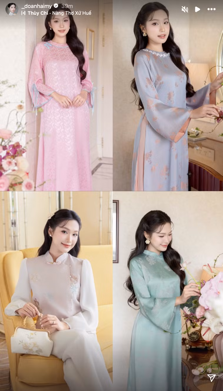 Mỗi lần xuất hiện trong áo dài, Doãn Hải My đều mang đến cảm giác rất Việt Nam, nữ tính, nhẹ nhàng nhưng đủ sâu sắc để gây thương nhớ.