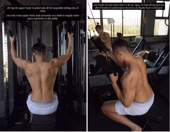 Kèm theo bài đăng là clip tập các động tác với vai, cánh tay, lưng của Trí Thịt Bòa.