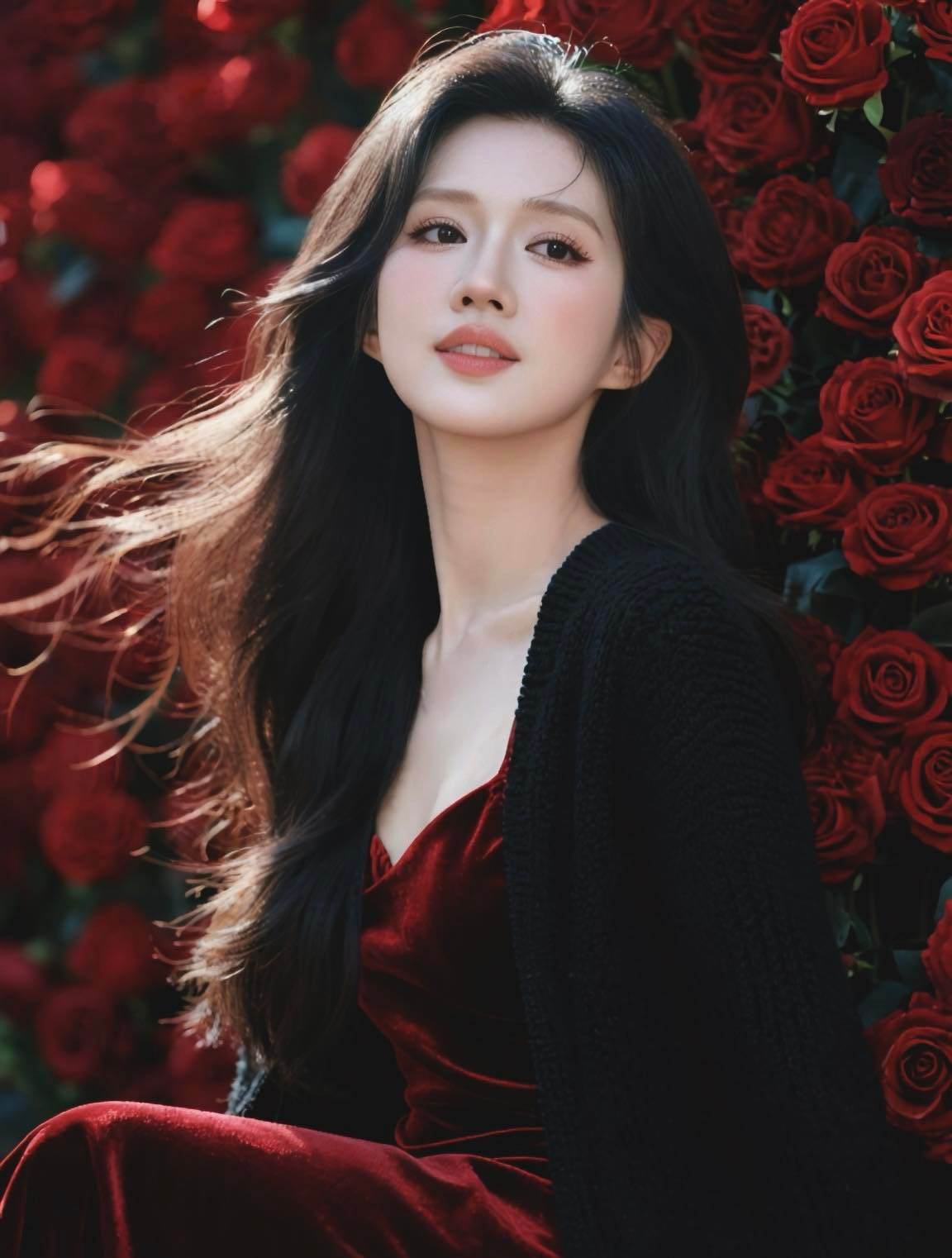 Điểm khiến nhiều người không thể rời mắt chính là thần thái nhẹ nhàng, trong trẻo của Kiều Trinh. Mái tóc đen buông nhẹ, gương mặt thanh tú cùng phong cách trang điểm tự nhiên càng làm nổi bật vẻ đẹp ngọt ngào, mong manh.