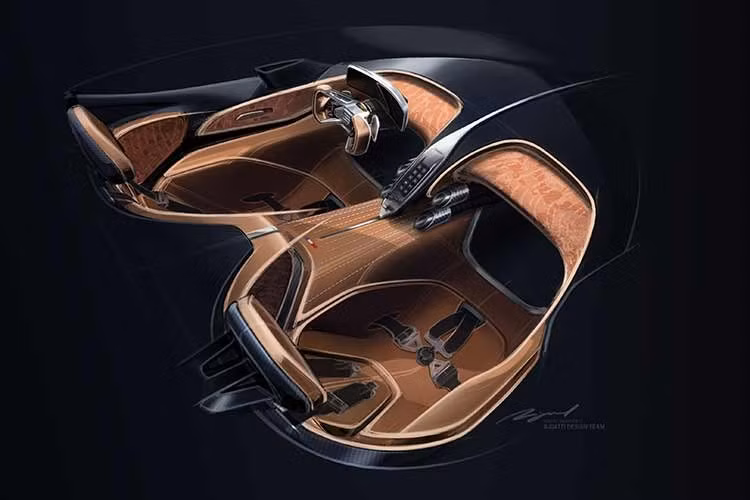 Các nhà thiết kế của Bugatti cũng đã thay thế bộ mâm 18 inch khóa trung tâm của Bolide bằng vành 5 chấu kép cánh xoắn hơi gợi nhớ tới một mẫu xe "hàng thửa" khác là La Voiture Noire, 20 inch ở phía trước và 21 inch ở phía sau. Xe sở hữu ngoại thất màu Sapphire Celeste với hiệu ứng lấp lánh, nổi bật bởi các chi tiết bằng nhôm đánh bóng và các bộ phận bằng sợi carbon nhuộm màu...