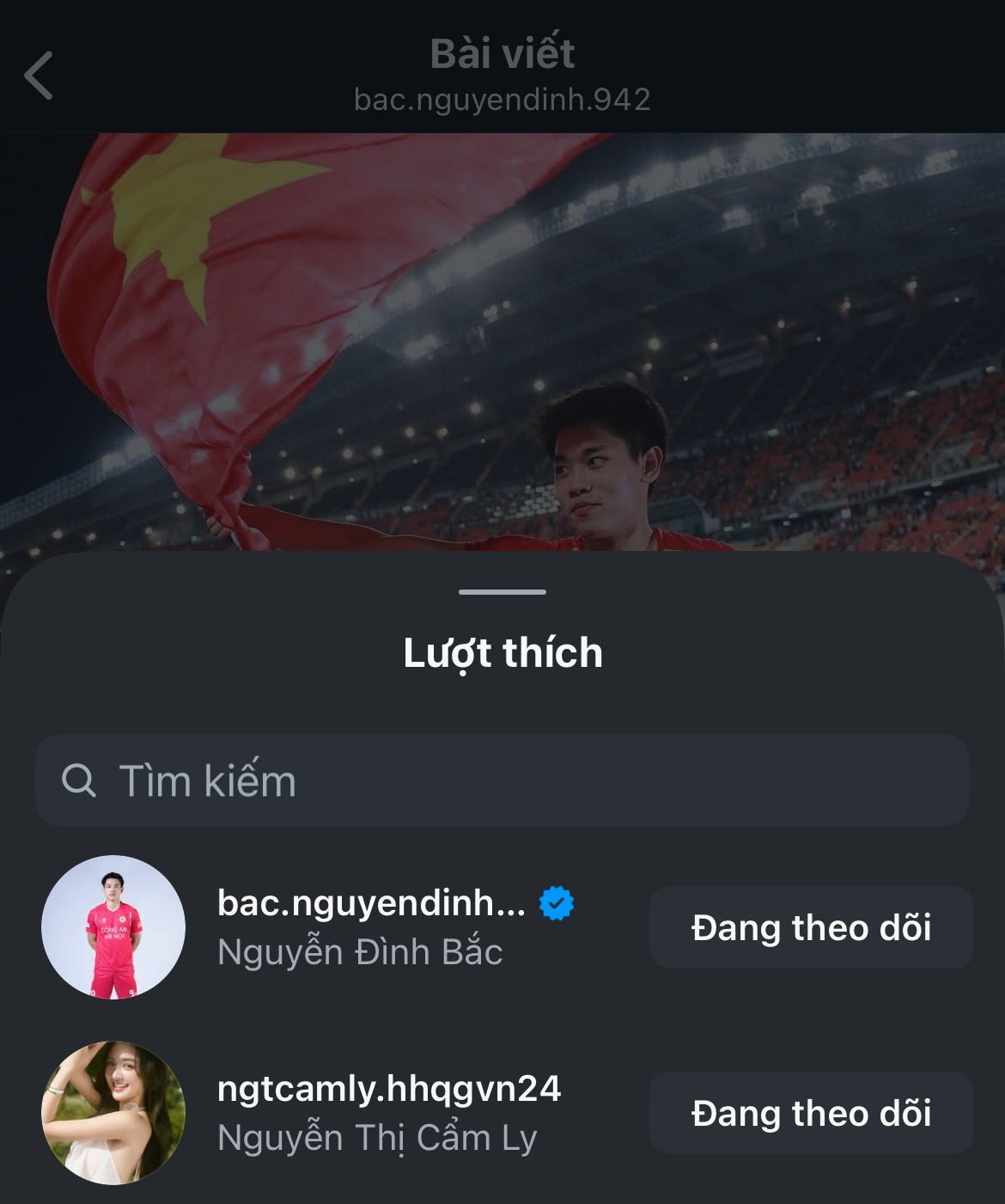 Ở chiều ngược lại, Cẩm Ly cũng để lại tim cho bài đăng của Đình Bắc vào cùng thời điểm, ngay sau khi U22 Việt Nam giành chức vô địch SEA Games. Diễn biến này nhanh chóng thu hút sự chú ý của cộng đồng mạng, kéo theo làn sóng đẩy thuyền rầm rộ dành cho cặp đôi.