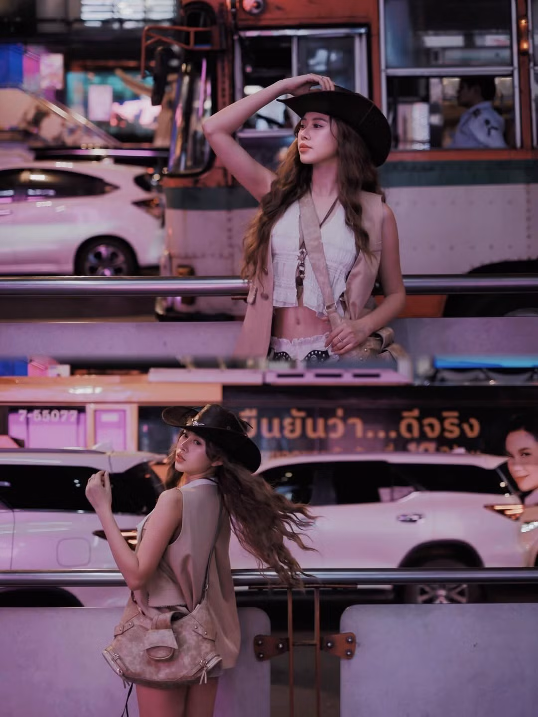 Dù hóa thân thành cao bồi cá tính, cô nàng hot TikToker vẫn giữ được cảm giác mềm mại, nữ tính nhờ biểu cảm linh hoạt và phong thái tự nhiên trước ống kính.