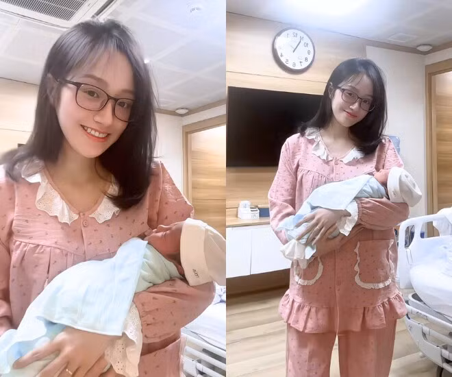 Mới đây, nữ TikToker đăng tải đoạn clip ghi lại hành trình sinh con tại bệnh viện, hé lộ quá trình sinh thường đầy cảm xúc. Không trang điểm cầu kỳ, Phương Hoa xuất hiện với gương mặt mộc, làn da sáng cùng đường nét hài hòa vốn đã quen thuộc với người hâm mộ.