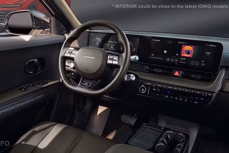 Bên trong cabin, Hyundai Tucson 2027 nhiều khả năng sẽ thừa hưởng ngôn ngữ thiết kế nội thất mới từ Ioniq 3, với cụm đồng hồ kỹ thuật số siêu mỏng phía sau vô lăng và màn hình trung tâm cảm ứng kiểu tablet, thay vì màn hình đôi như bản dựng. Thiết kế tối giản, hiện đại và công nghệ cao là định hướng chủ đạo.