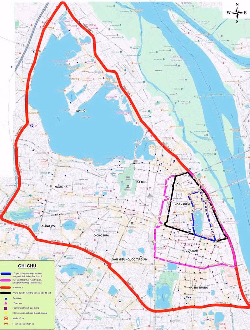 Dự kiến các giai đoạn tiếp theo thực hiện vùng phát thải thấp trong vành đai 1. Ảnh: Dự thảo đề án