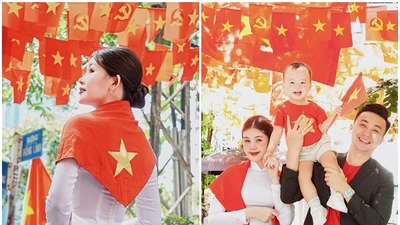 Vợ chồng Hoa hậu Ngân Anh hào hứng hướng về đại lễ 2/9