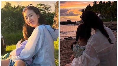 Choi Ji Woo "Bản tình ca mùa đông" du lịch cùng con gái