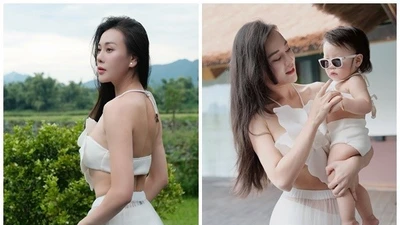 Phương Oanh khoe dáng quyến rũ bên bể bơi
